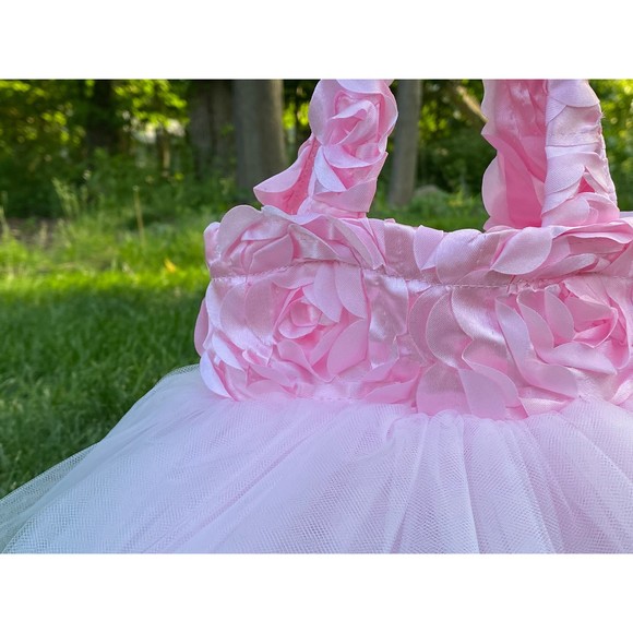 Pink Flower Girl Bag, Ballet Tutu Tote,Ballerina Bag, Princess Tote, Pink Bridal - Picture 3 of 4